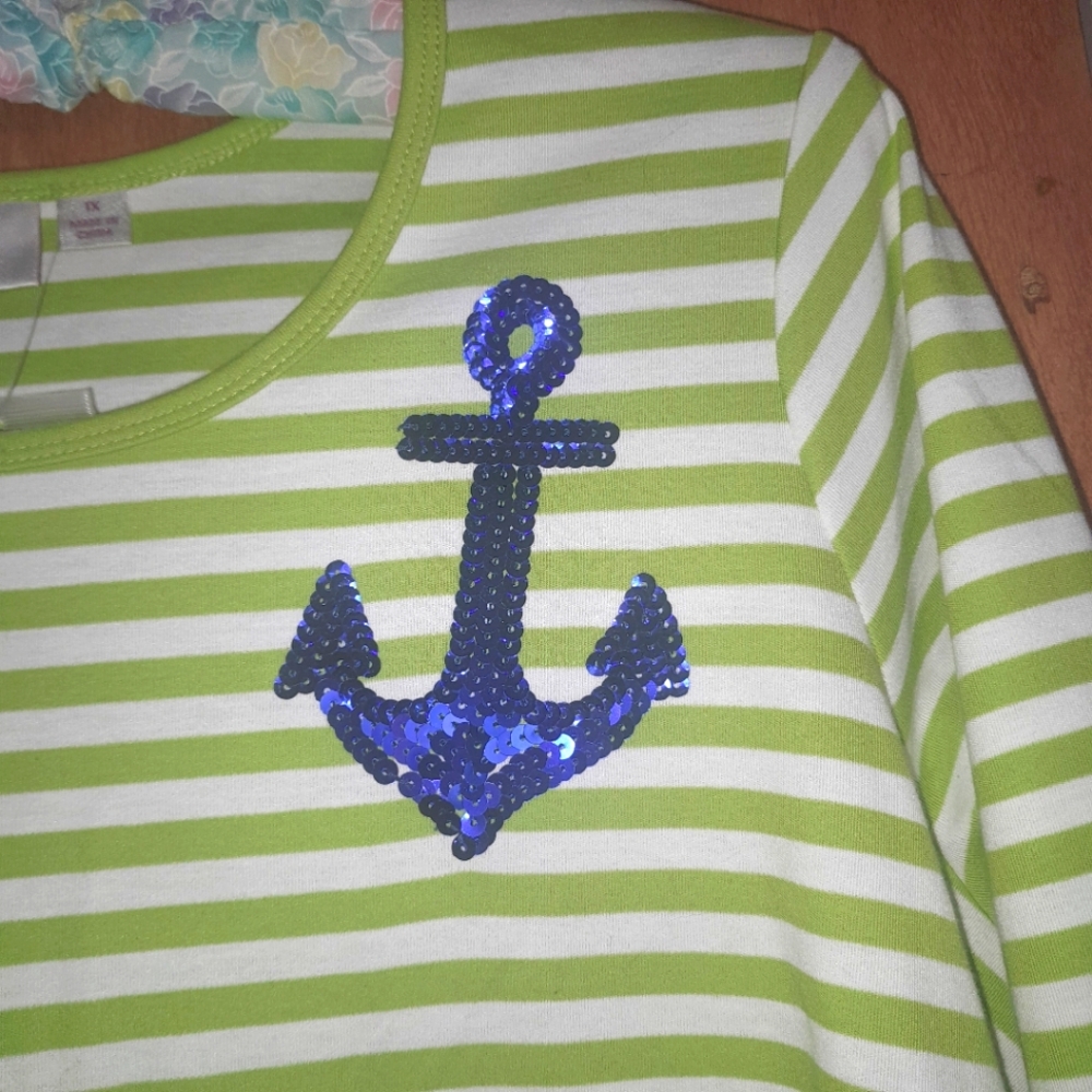 Nwot Quacker Factory Striped Sequin Anchor 3/4 Sl… - image 2